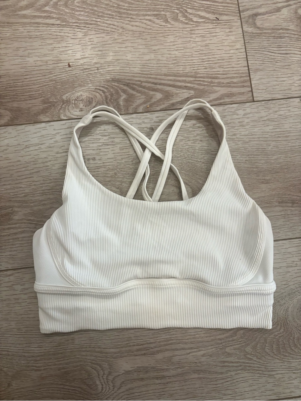 Women’s lululemon energy long line Ribbed White Strappy Bra size 8
